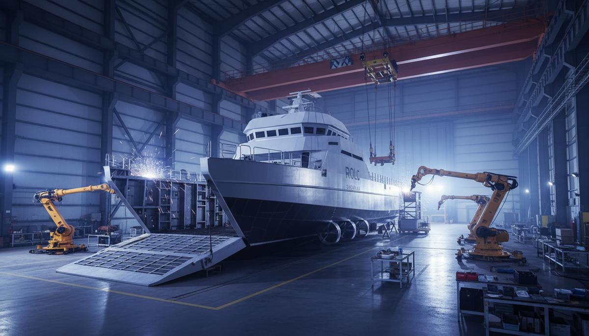 Nam Cheong получила контракт на $64,5 млн на постройку четырех судов Беспилотный десантный катер с дистанционным управлением на этапе строительства на современной верфи в Малайзии.