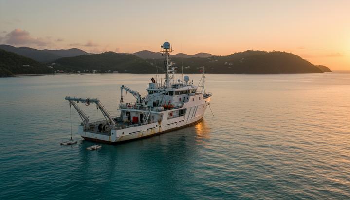 Судно R/V Gyre готовится к морским исследованиям у берегов Ямайки