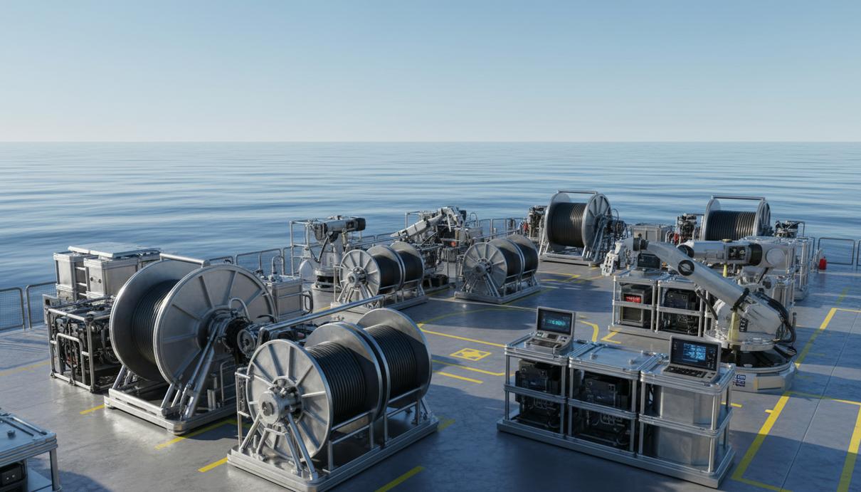 Морское судно, оснащенное оборудованием для глушения и ликвидации скважин (P&A) и каротажных работ, в открытом море.