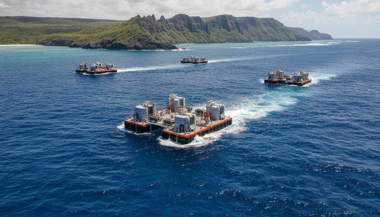 Плавучие волновые энергетические установки в океане у побережья острова Маврикий