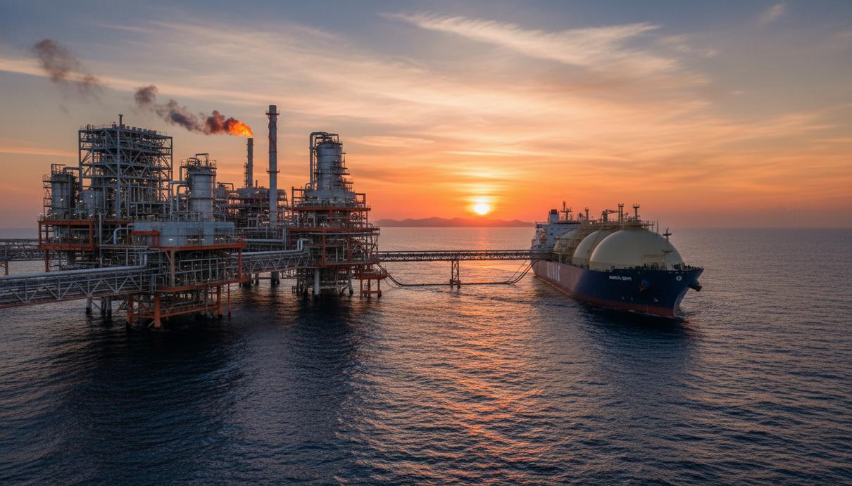 Морская платформа для добычи газа и судно для перевозки сжиженного природного газа в океане