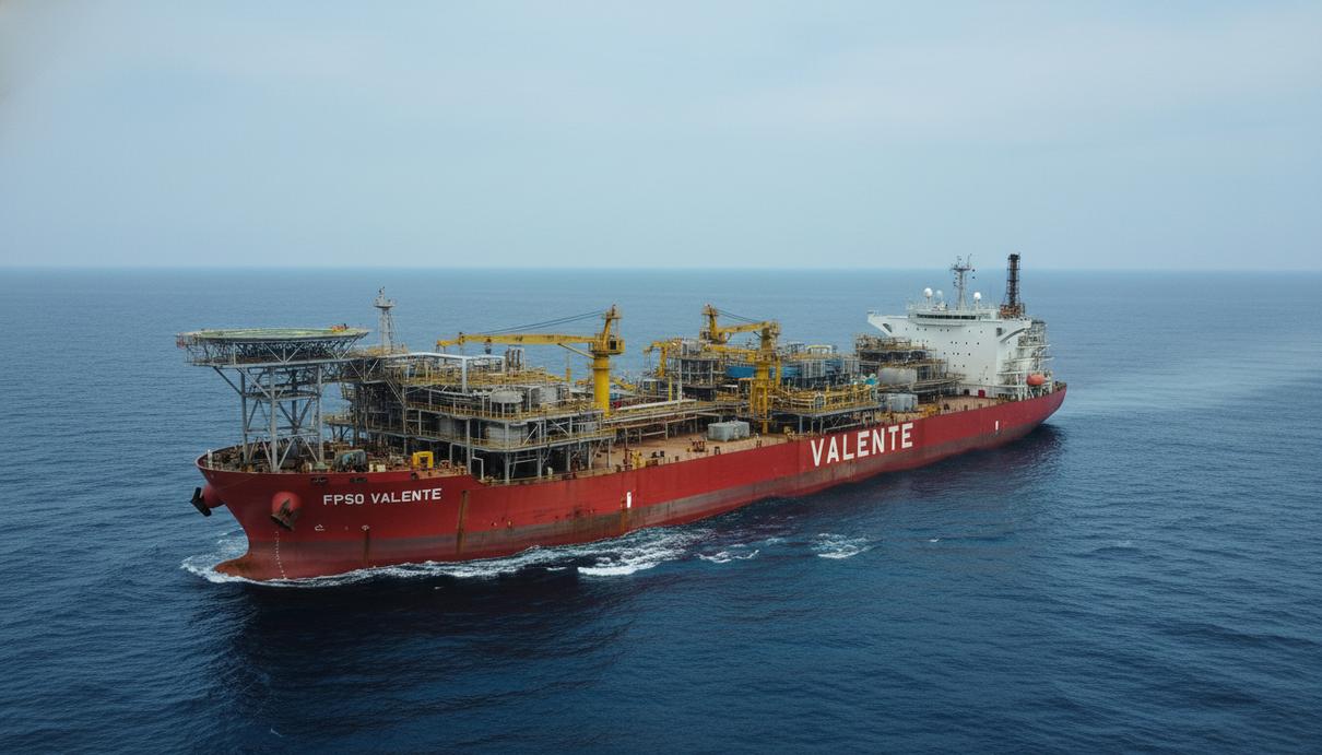 Плавучая установка для добычи нефти и газа на океанском шельфе Бразилии