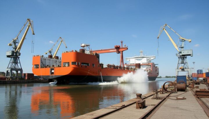 В Румынии спущен на воду корпус кабелеукладочного судна NKT Eleonora