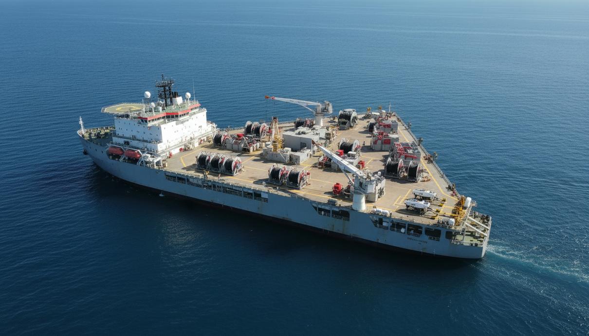 Сейсморазведочное судно треугольной формы Ramform Vanguard в открытом море