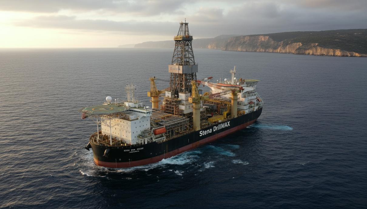 Energean привлекла судно Stena DrillMAX для глубоководного бурения в Греции Глубоководное буровое судно Stena DrillMAX в открытом море на шельфе Греции.