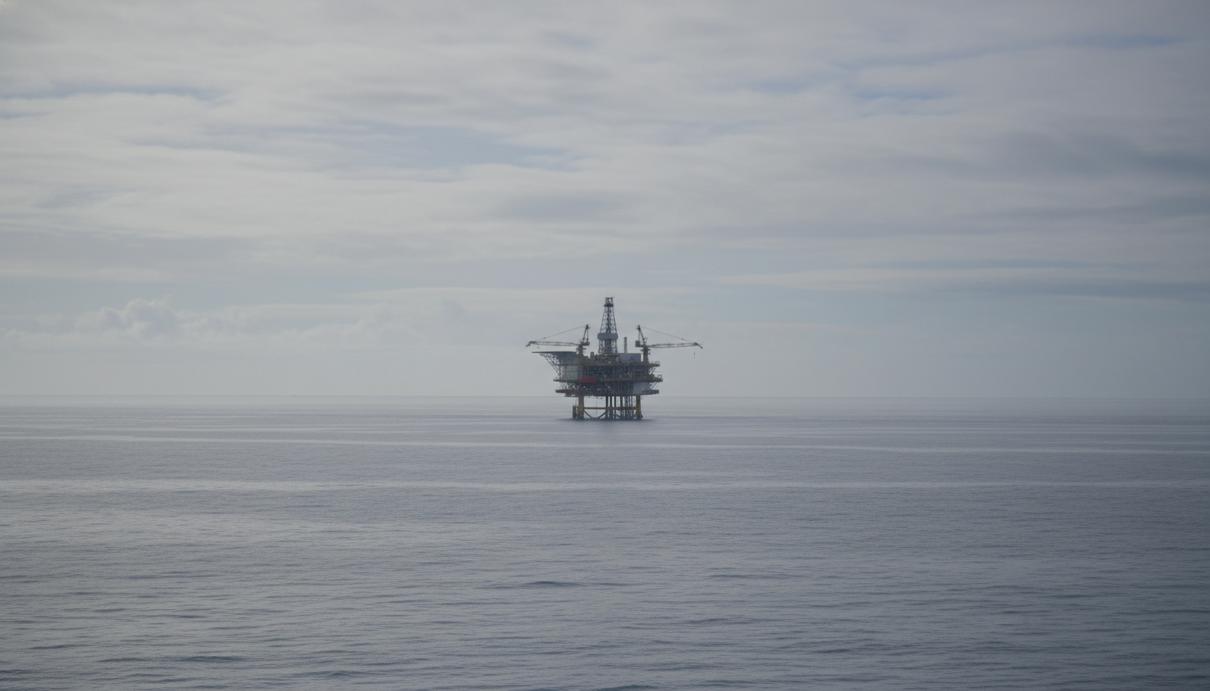 Lansdowne Oil & Gas начала арбитраж против Ирландии из-за проекта Barryroe Буровая платформа в открытом море на фоне горизонта и пасмурного неба