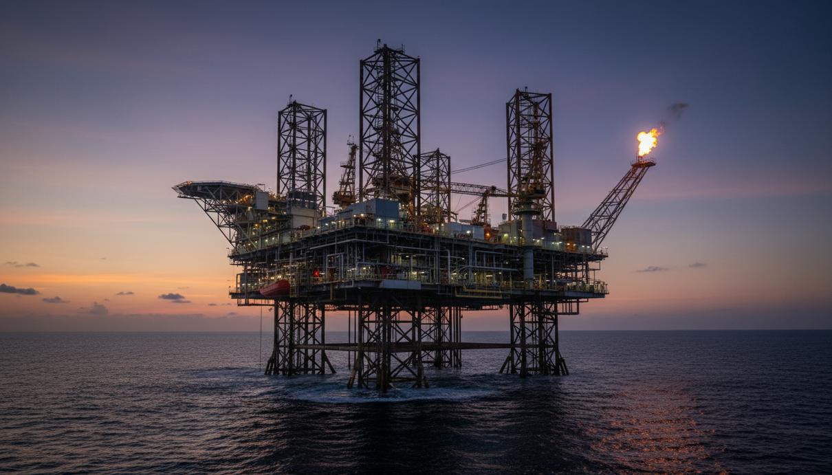 BP и ExxonMobil модернизируют платформу в Мексиканском заливе Полупогружная нефтяная платформа Thunder Horse в Мексиканском заливе на закате