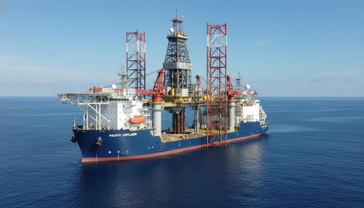 Современное глубоководное буровое судно для добычи нефти и газа в открытом море