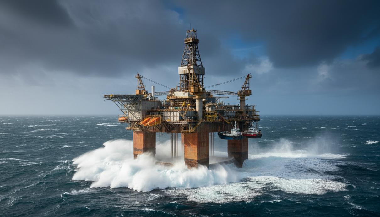 Норвегия одобрила разведочное бурение Aker BP в Северном море Буровая платформа в Северном море во время волнения