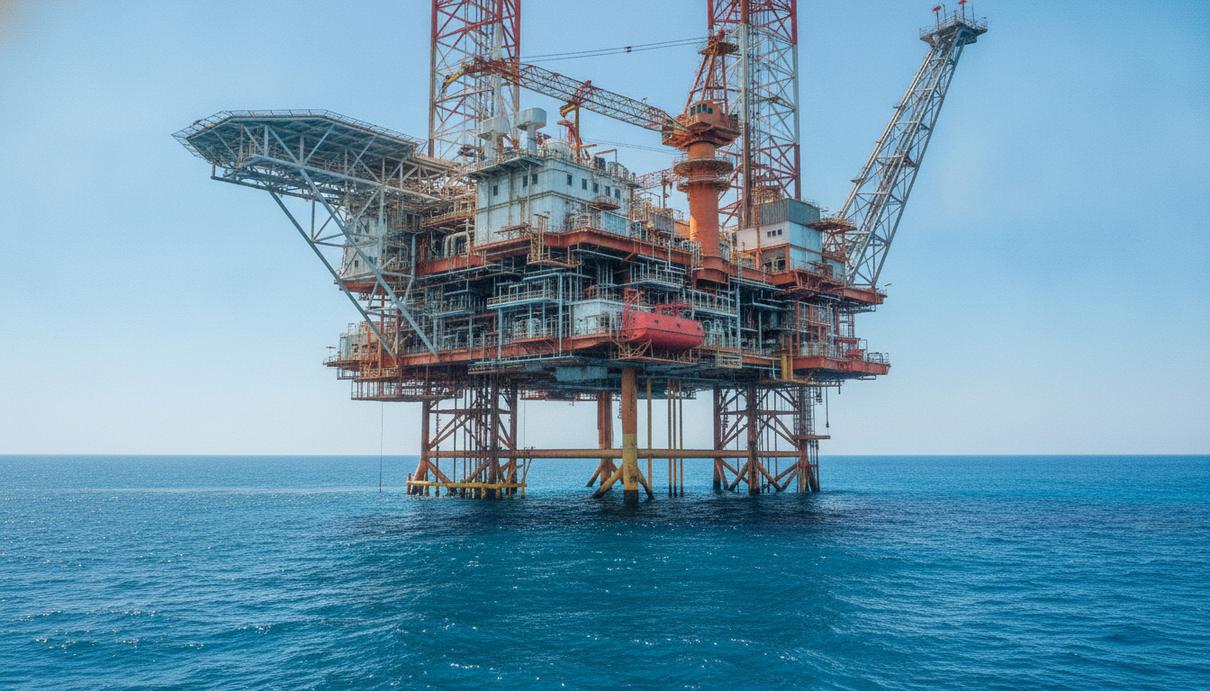 Глубоководная морская платформа для разведки нефти и газа в Средиземном море у побережья Ливии.
