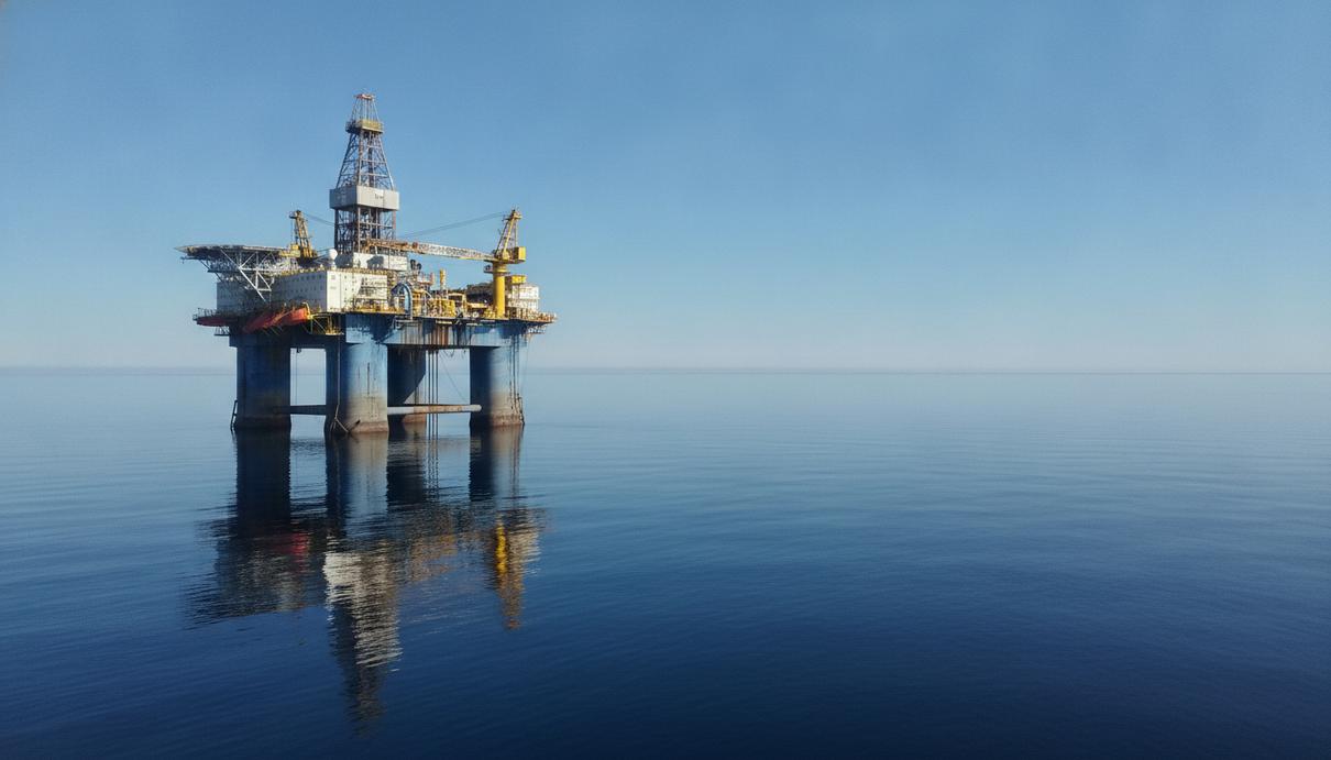 Полупогружная буровая установка COSL Prospector в открытом море под ясным небом.