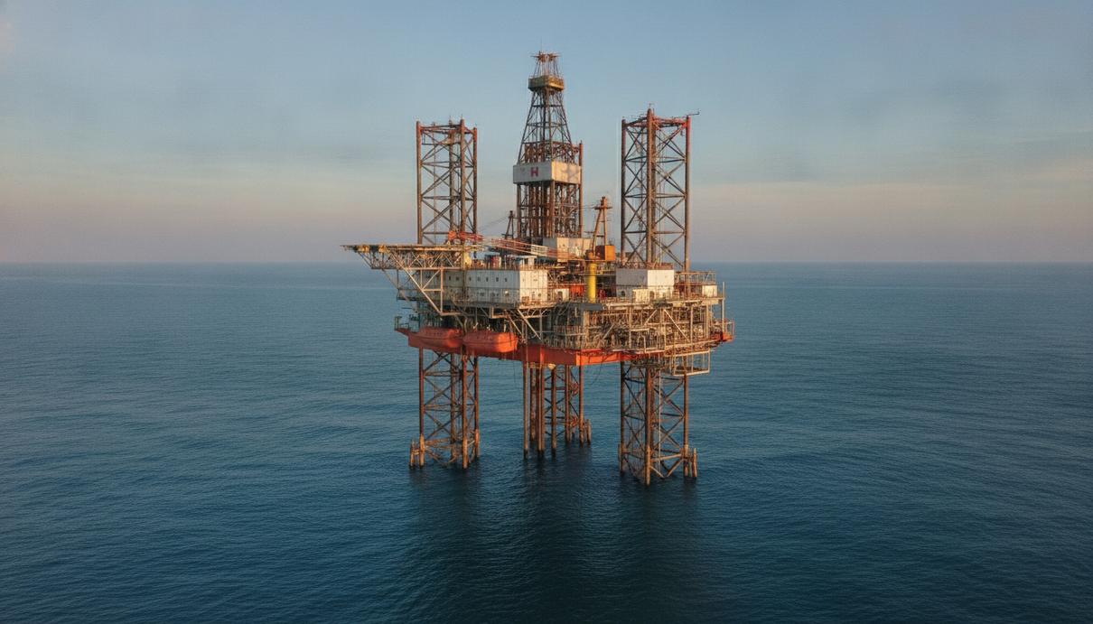 Velesto Drilling заключила контракт с Chevron на $51 млн в Малайзии Морская самоподъёмная буровая установка Naga 8 в Северо-Малайском бассейне на фоне спокойного моря и чистого неба.