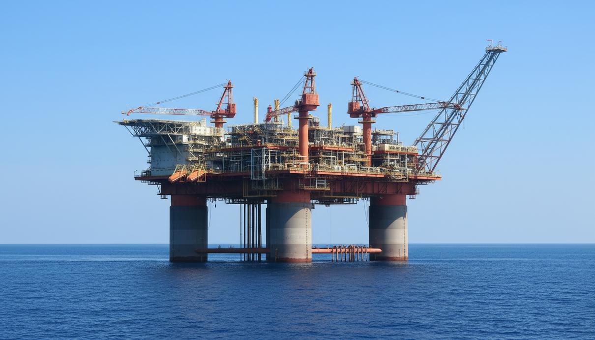 BP нарастила добычу на месторождении Atlantis в Мексиканском заливе Полупогружная нефтедобывающая платформа Atlantis компании BP в открытом море в Мексиканском заливе.