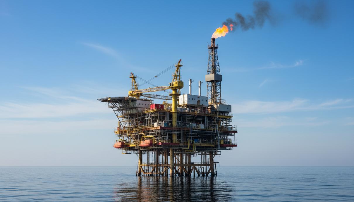 BP завершила ремонт на платформе «Центральный Азери» раньше срока Морская нефтегазовая платформа на месторождении Азери-Чираг-Гюнешли в Каспийском море в ясный день.
