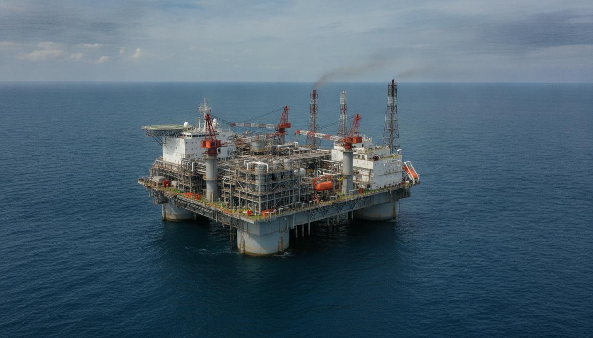 Плавучая установка для добычи газа Osman Gazi в Черном море. Морская платформа для разработки турецкого месторождения Сакарья.