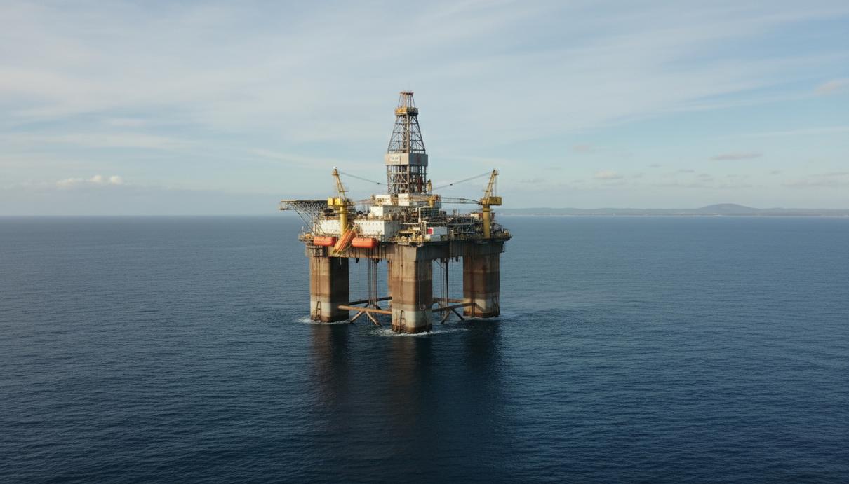 Морская полупогружная буровая установка Transocean Equinox в океане у побережья австралийского штата Виктория.